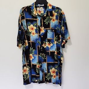 Imprints Mens Button Up Short Sleeves XL Hawaiian Tropical Bamboo Vacation Shirt